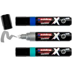 Edding Multimarker 2 - 10 mm 3 Stück blau / silber / türkis blau
