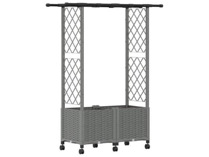 RJPLMFV Hochbett mit Gitter und Dach, Hellgrau, 124,5 x 40 x 142 cm Langlebiges Polypropylen, intelligente Drainage, für Kletterpflanzen, Terrasse, Balkon, Garten