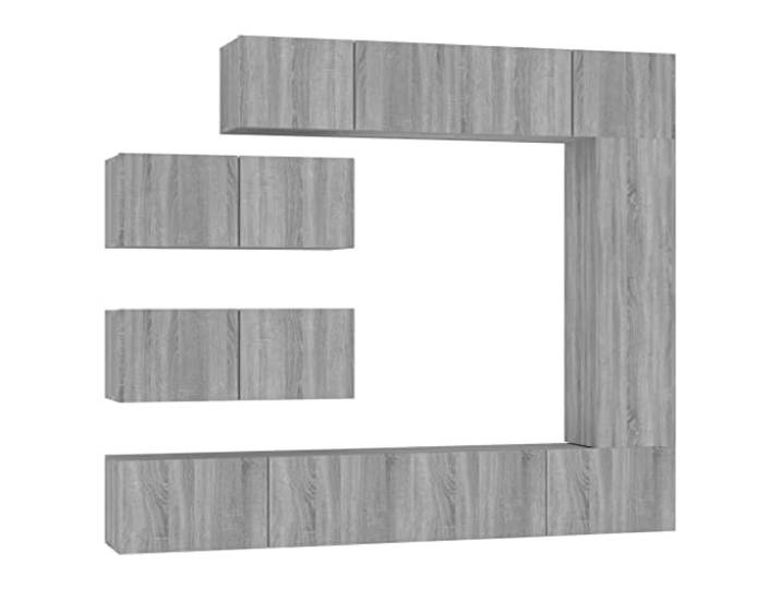 KGHERMDF 7-TLG. TV-Schrank-Set Grau Sonoma Holzwerkstoff Wandmontage, Viel Stauraum, Robust, Feuchtigkeitsbeständig, Montageanleitung Inklusive
