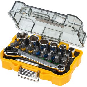 DeWalt Bitset DT71516-QZ, Ratschenset, 24-teilig, Kreuzschlitz, Torx, Innensechskant, Steckschlüssel