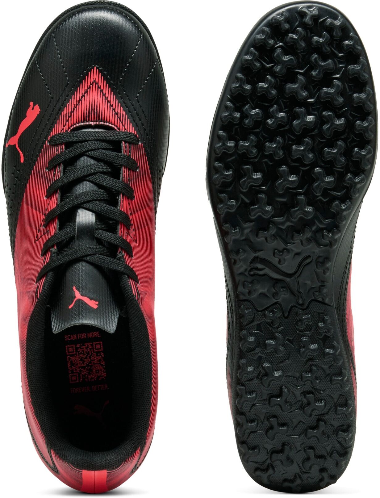 Fussballschuh PUMA "RAPID TT", Herren, Gr. 47, rot (puma schwarz, ultra rot), Synthetik, Schuhe Fussballschuh, für synthetische Hartplätze puma schwarz, ultra rot 47