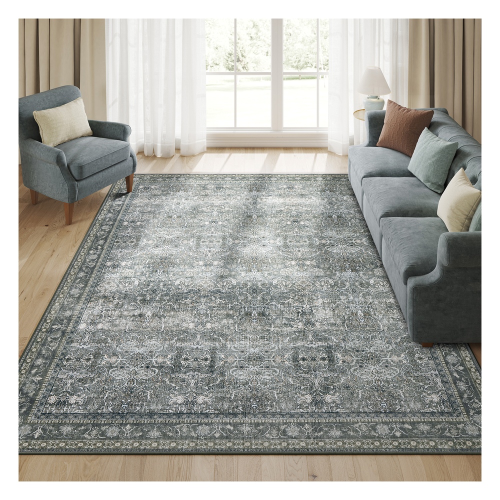 SONGMICS HOME Teppich im Vintage-Stil 160 x 230 cm maschinenwaschbar schiefergrau TAR129G01