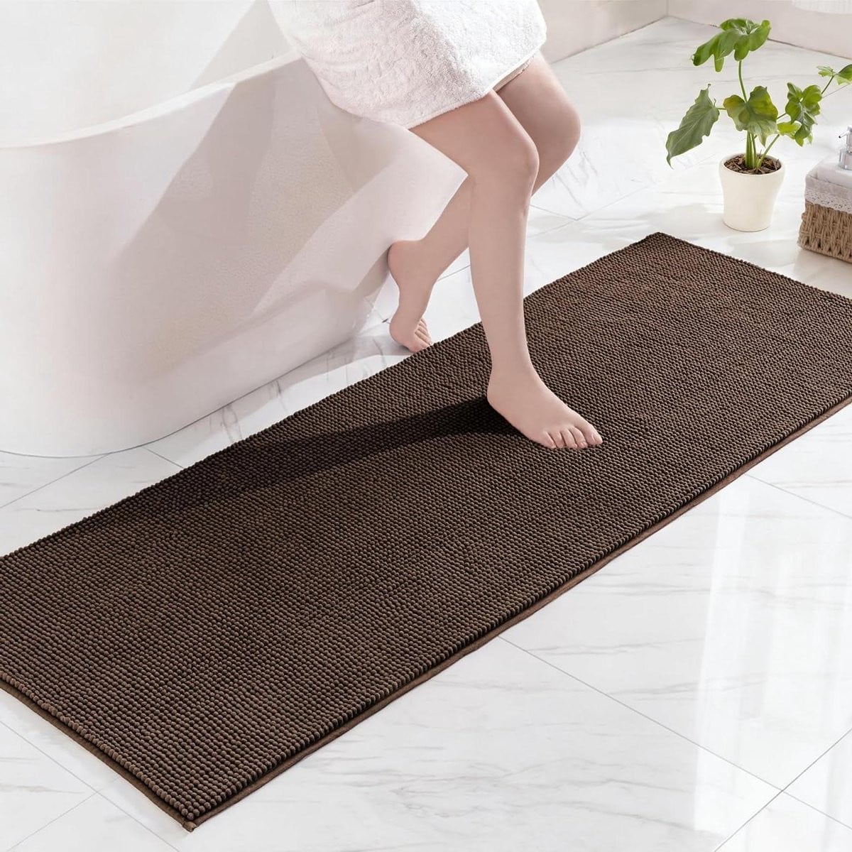 Extra zachte badmat voor badkamer decoratie - Koffie - 60 x 180 cm