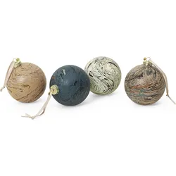 Ferm Living Weihnachtskugeln L marmorfarbig 4 St.