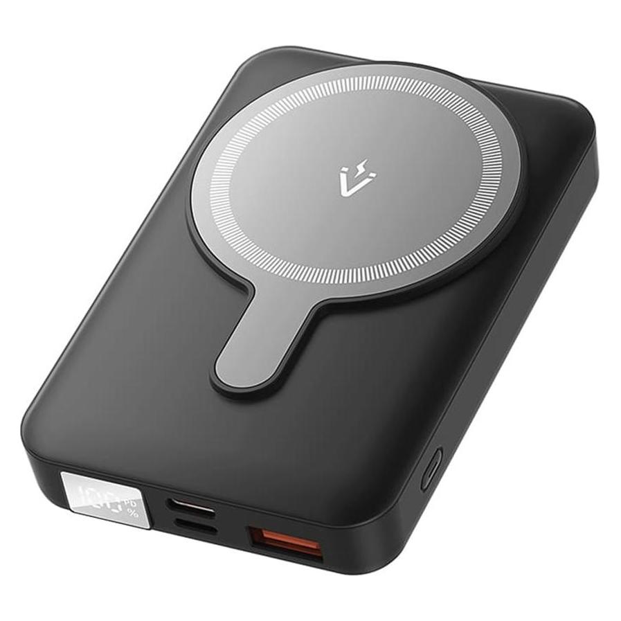 Vention 10000mAh Magnetic Wireless Power Bank (USB-C + Lightning + USB-C + USB-A +Wireless) 22.5W Black LED (10000 mAh, 22.50 W, 38.50 Wh) (FHTB0)