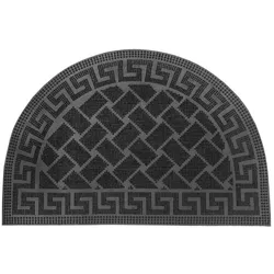 Relaxdays Halbrunde Gummi Fußmatte mit Muster Schwarz