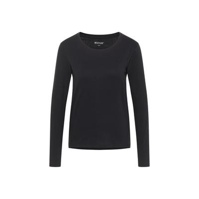 Longsleeve MUSTANG "Longsleeve Style Elly 1er Pack", Damen, Gr. S, schwarz, Obermaterial: 100% Baumwolle CO., Shirts