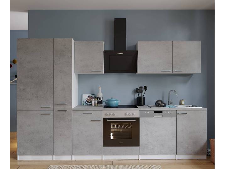 Küchenzeile Malia VI 310cm Grau/Beton Dekor