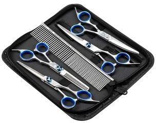 Pet Hub Stainless Steel Pet Grooming Scissors Set: Professional Tool 5pcs Set