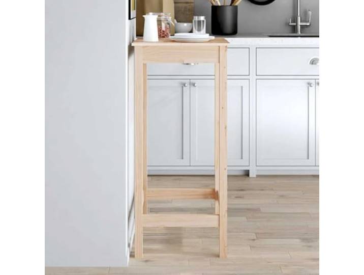TEKGHUT Bartisch 50x50x110 cm Massivholz Kiefer Stehtisch Bistrotisch Massives Kiefernholz, geradlinige Maserung, rustikaler Charme, stabiler Rahmen, kompakte Größe