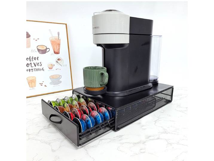 Support de rangement pour 40 capsules de café Nespresso Vertuoline en métal noir, tiroirs à capsules de café, étagères