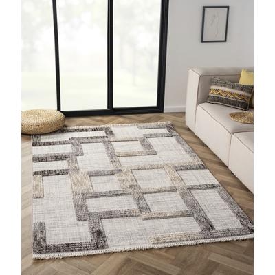 Teppich "Balania", beige (beige, beige), B:140cm H:15mm L:200cm, Polyester, MYFLAIR MÖBEL & ACCESSOIRES, Teppiche, Teppich, Kurzflor, mit Hoch-Tief Effekt, besonders weich durch Microfaser