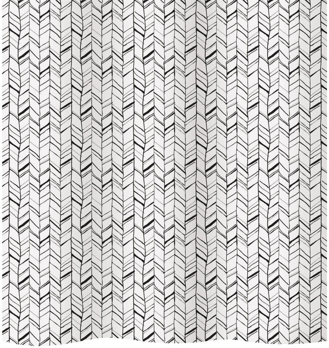 Duschvorhang DIAQUA "Chevron", schwarz-weiss (schwarz, weiß), B:180cm H:180cm, Polyester, Duschvorhänge, Duschvorhang schwarz, weiß B/H: 180cm x 180cm
