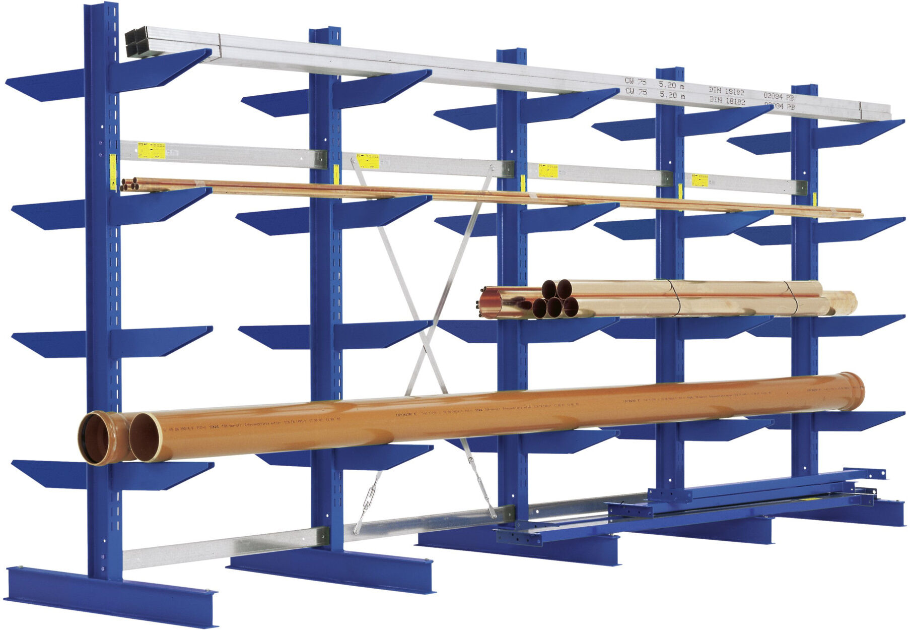 Bito Kragarmregal Set / NT400 IPE140 TypS H2500xL5080xT940 mm 5 Ständer, doppelseitig enzianblau (18015)