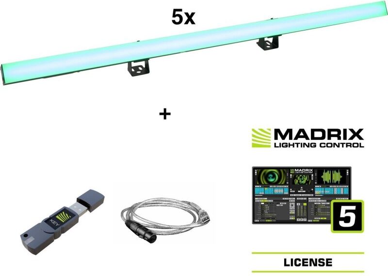 EuroLite Set 5x LED PR-100/32 Pixel DMX Rail + Madrix Software (20000909)
