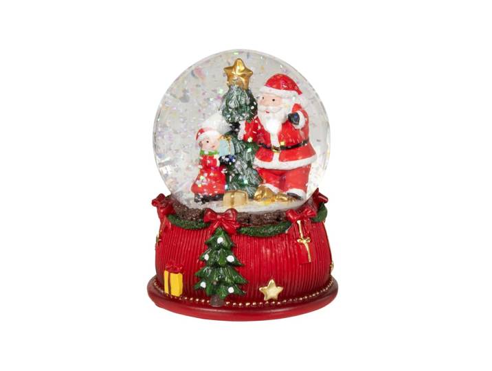 Schneekugel mit Weihnachtsmann aus Glas und Polyresin