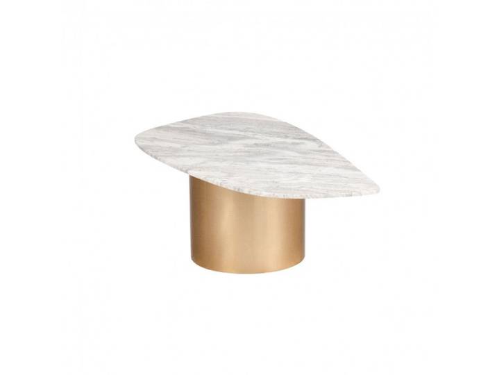 Table basse organique effet marbre et métal doré L91 cm Nova - Amadeus