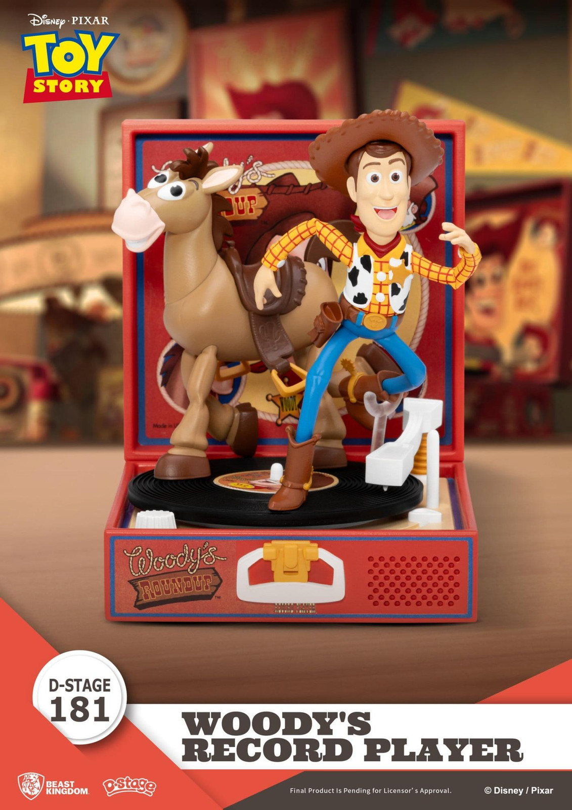 Beast Kingdom Toys Toy Story PVC Figuur Woody met PlatenSpeler, 13 cm