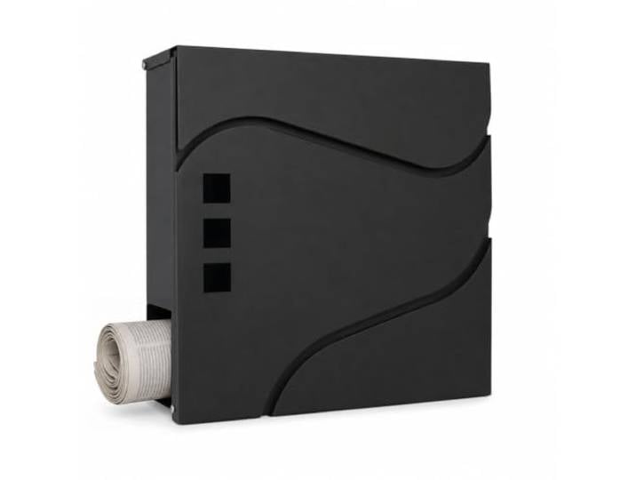 Relaxdays Boîte aux lettres murale\, noire En fer\, enduit de poudre\, verrouillable\, 4 clés fournies\, boîte aux lettres