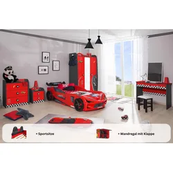 Kinderzimmer komplett Set Autobett Rio 5 teilig Rot