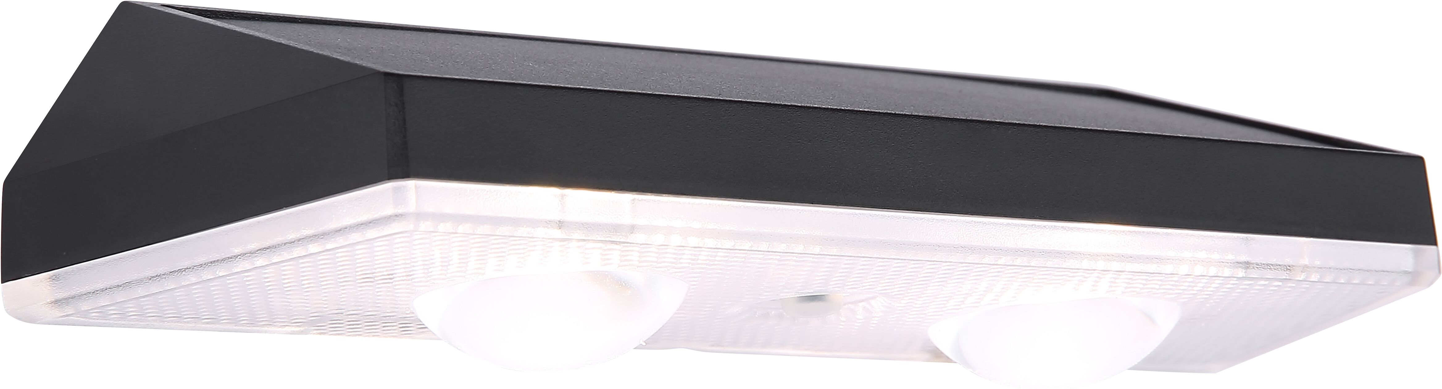 LED Solarleuchte GLOBO LIGHTING "SOLARLEUCHTE KUNSTSTOFF SCHWARZ MATT, 1XLED", schwarz, B:14cm H:3,7cm, Leuchten, LED Solarleuchte, Farbwechsel mit fixierbaren Lichtmodi