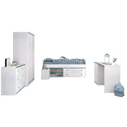 KINDERZIMMER SET Parisot Smoozy 5-tlg. Holzdekor Kiefer Weiß/Blau