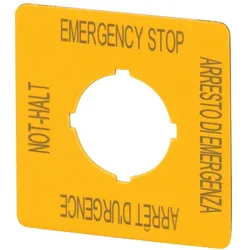 Eaton 121373 Schild, NOT-HALT, H x B = 50 x 50 mm, gelb, DE, EN, FR, IT M22-XYK11  - 10 Stück
