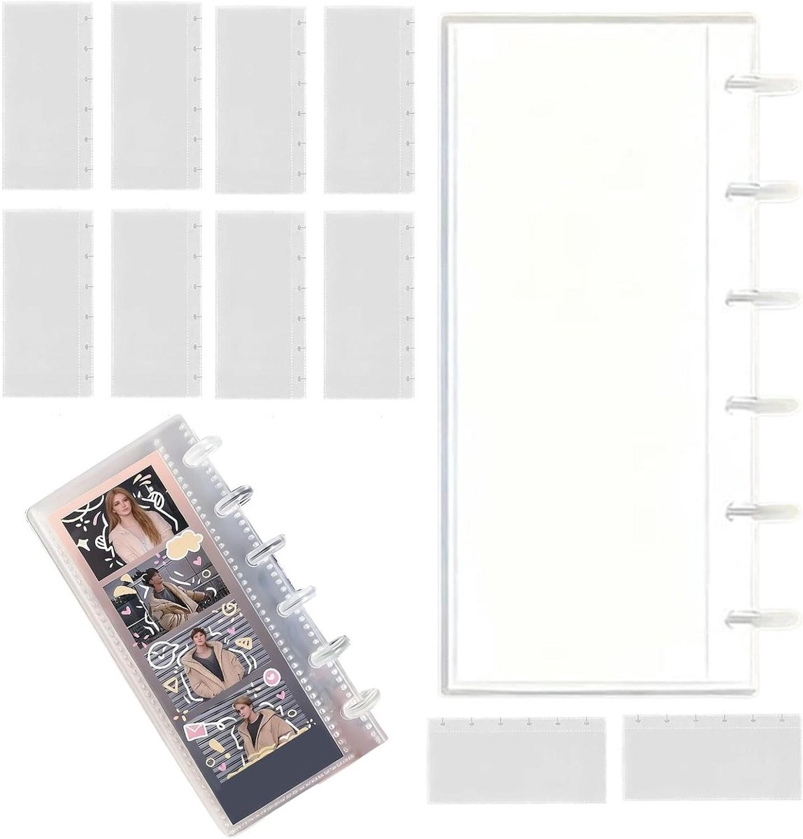 Fotoboek Album voor Fotostrips en Photo Booth Foto's, 5x15 cm, Transparant en Beschermend