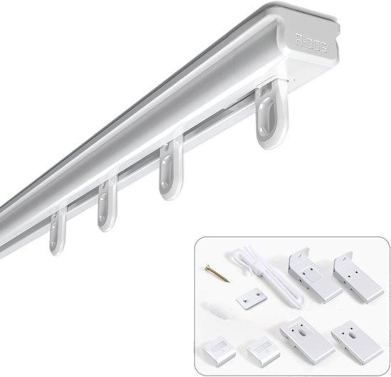 Verstelbare aluminium gordijnroede in zilver - 110-210 cm