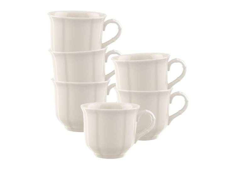 Tasse VILLEROY & BOCH Kaffeetassen Manoir 120 ml 6er Set weiß , weiß, Porzellan, Trinkgefäße, Tasse
