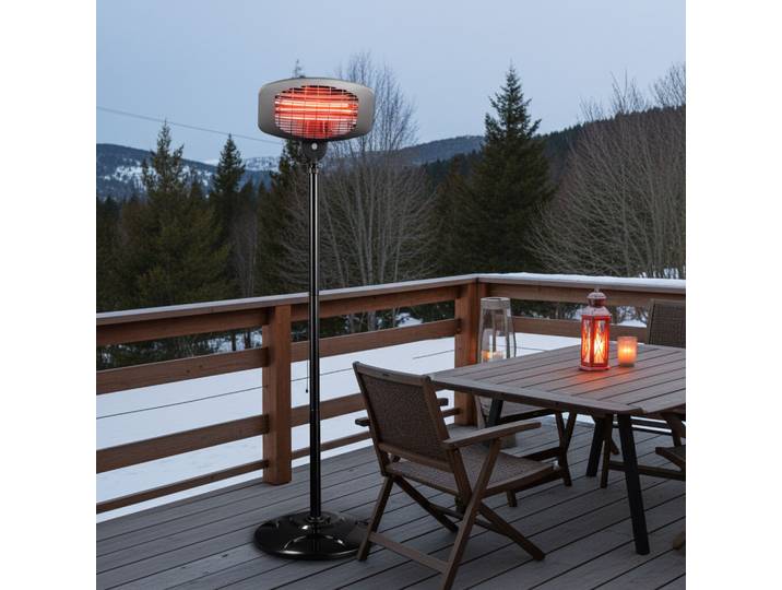 Quarz-Aussen-Heizstrahler QW-2000 mit Standfuss, höhenverstellbar, IPX4