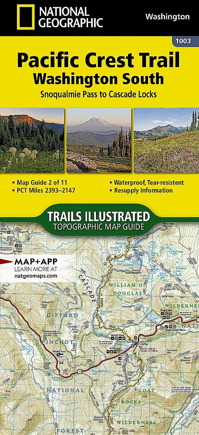 Carte de randonnée n° 1003 - Pacific Crest Trail : Snoqualmie Pass to Cascade Locks (Washington)   National Geographic
