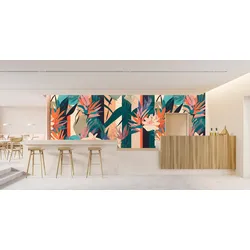 Vliestapete LIVING WALLS "Tropen-Tapete Bunt Creme Orange Exotisch Blumen", beige, B:2,7m H:0,02m L:5m, Vlies, Tapeten