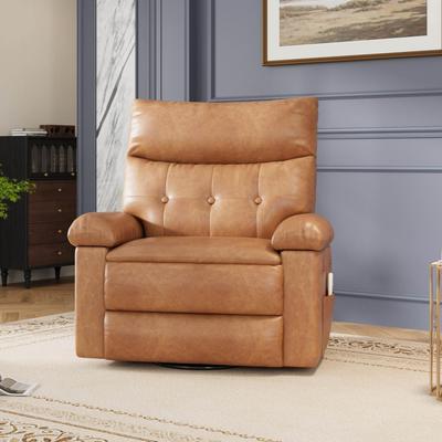 Garvee Leather Swivel Rocker Recliner Chair with Heat & Massage