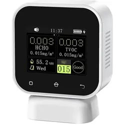 Fnirsi 4-in-1 indoor air quality monitor Formaldehyde detector with touch screen SFD-02, Thermometer + Hygrometer, Schwarz