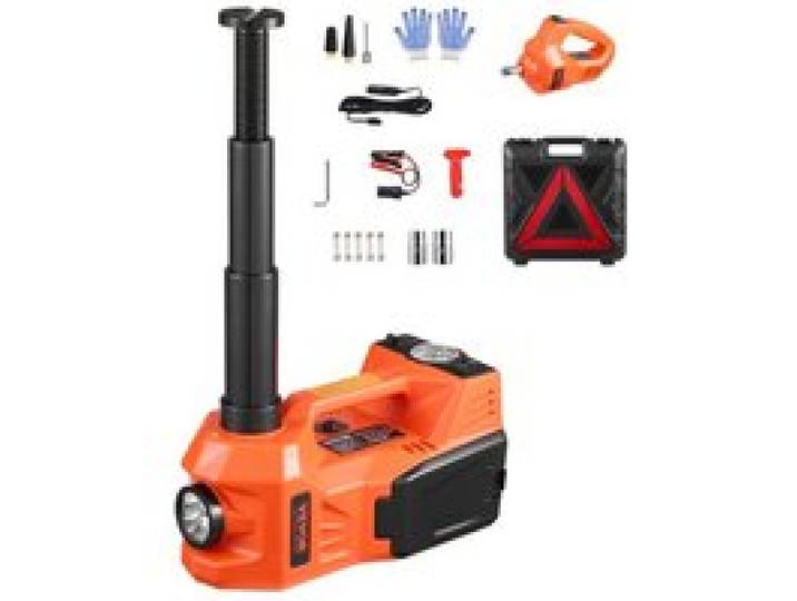 VEVOR Cric Électrique pour Voitures 5 T, Cric de Levage avec Gonfleur Intégré, Outil Démonte-Pneu Portable avec Clé à Chocs Électrique et Lumière LED, pour Urgence Dépannage Routière SUV Berline