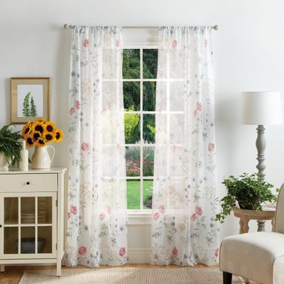 Martha Stewart Martha's Garden Floral Semi-Sheer Curtain Panel Pair