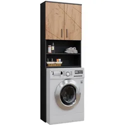 Vicco Irma, Waschmaschinenschrank, Schwarz, Braun