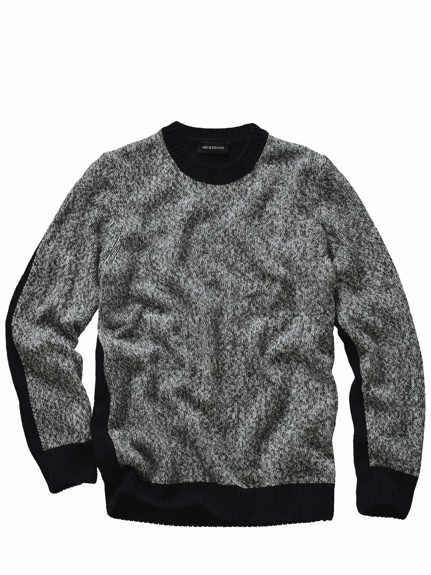 Mey & Edlich Herren Narrativ-Pullover Schwarz 66 % Wolle 19 % Baumwolle, 15 % Polyamid