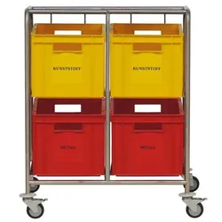 Novocal WKK344 Wertstoffsammler 4 Kästen Abfallwagen Edelstahl mit 4 Kästen, 300 x 400 mm, mit Aufkleber