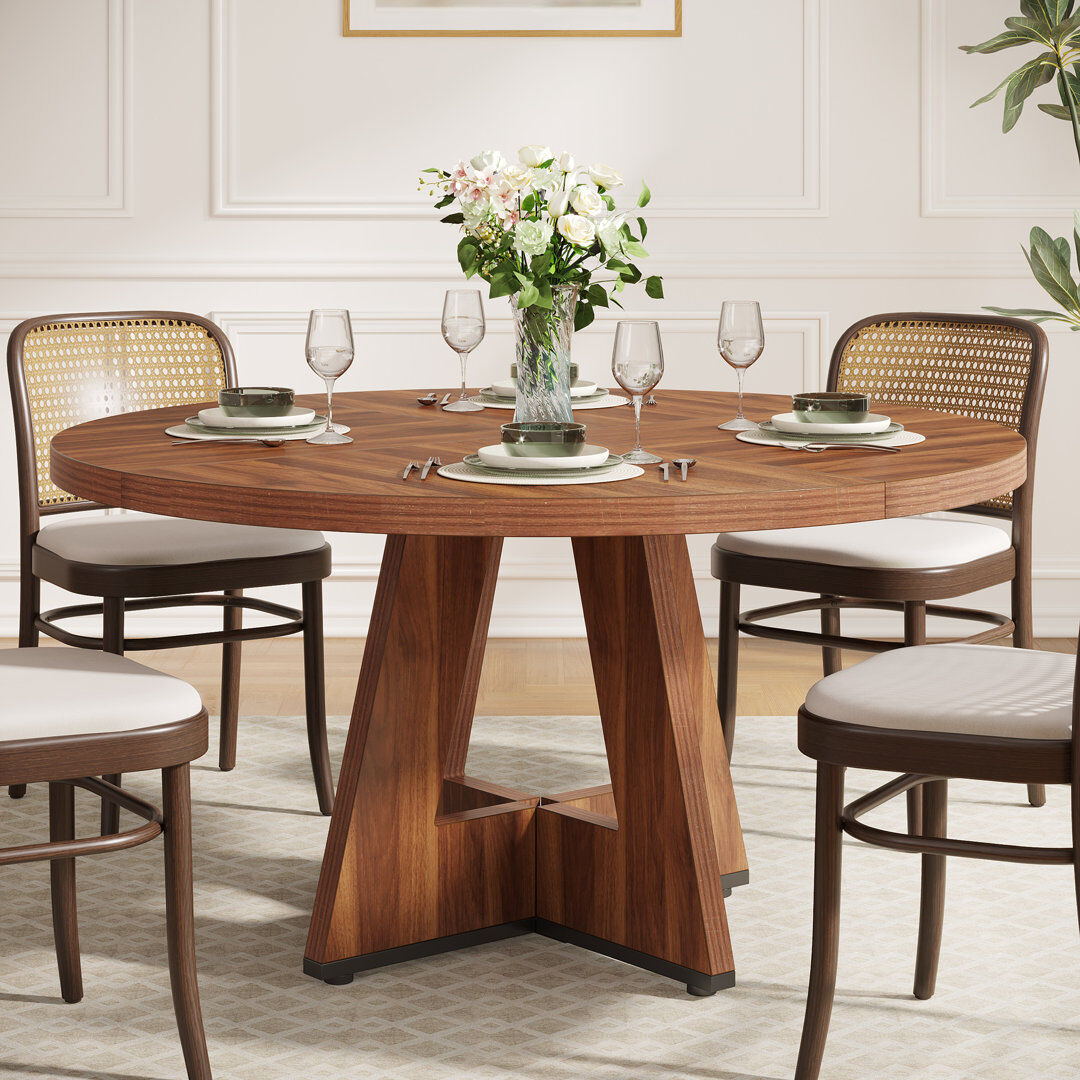 Alpen Home Aaronsburg 120cm Round Dining Table for 4 People Brown