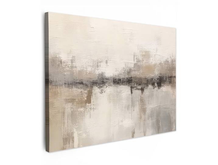 MuchoWow Leinwandbild - Moderne Kunst - Abstrakt - Beige - 80x60 - Malerei, Textil, Kiefer, Rechteckig, 80x60 cm, gerahmt, Bilder & Rahmen, Bilder, Wandbilder