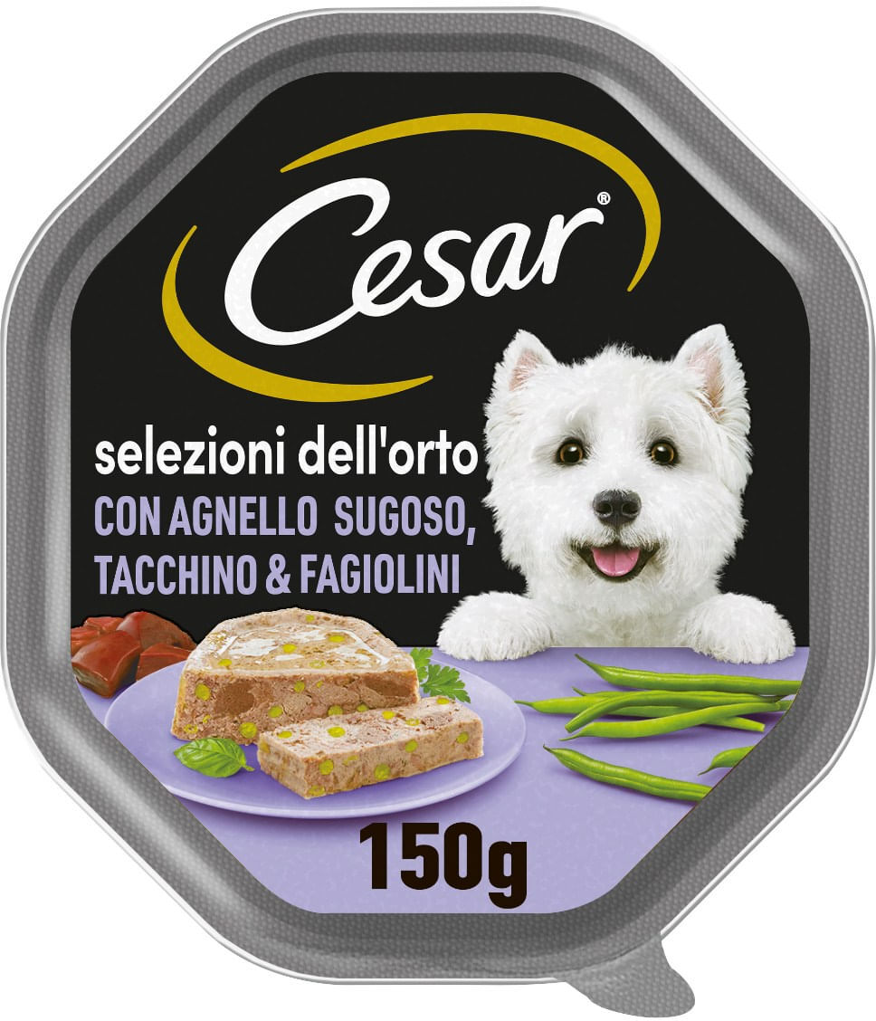Cesar Dog Selezioni dell'Orto Vaschetta Multipack 14x150G AGNELLO CON TACCHINO E FAGIOLINI