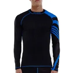 Salming Baselayer LS Tee Men Schwarz/Blau Polyester Medium Herren