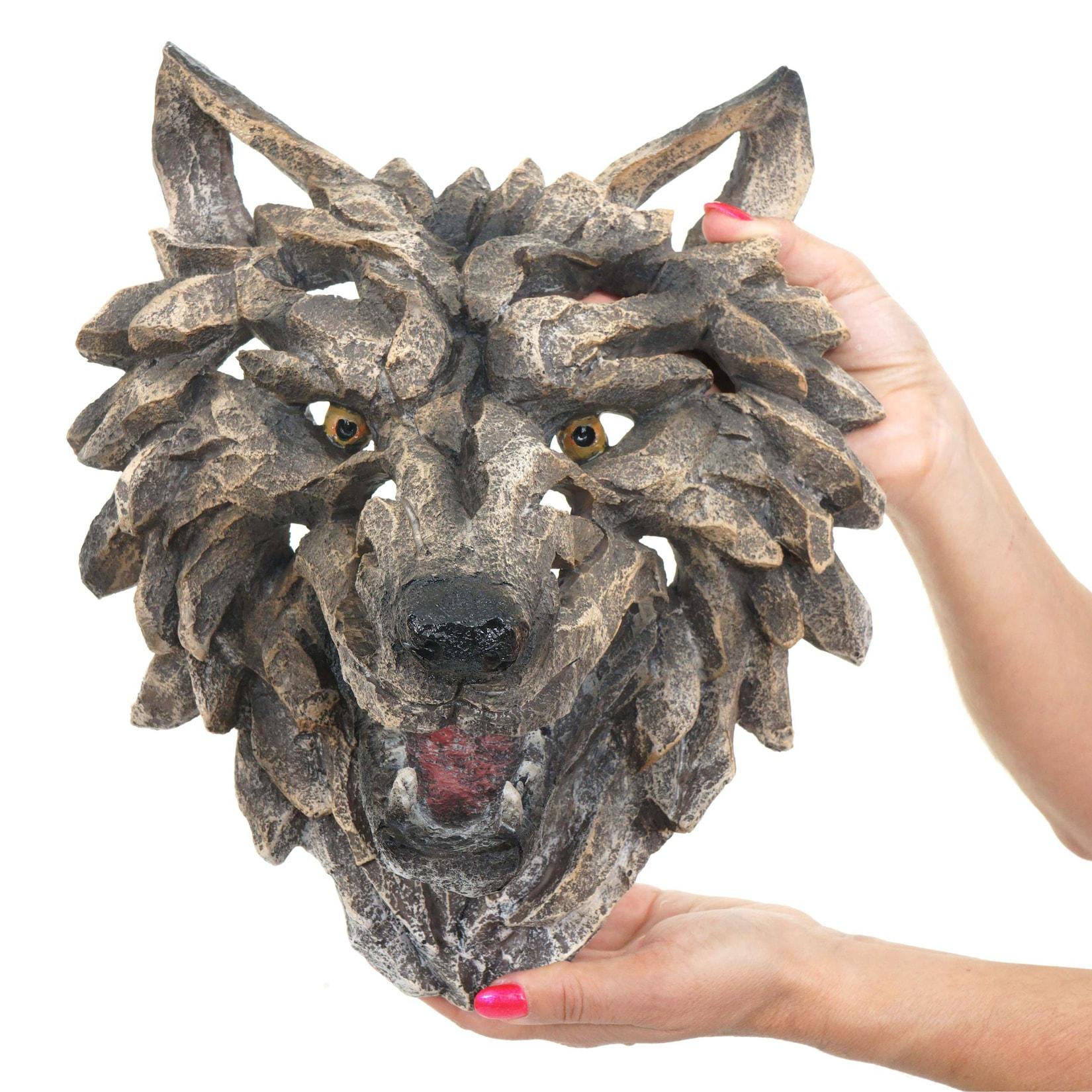 Deko Schädel MCW-H41, Wanddeko Kopf Trophäe, Polyresin Indoor Outdoor ~ Wolfskopf 32cm