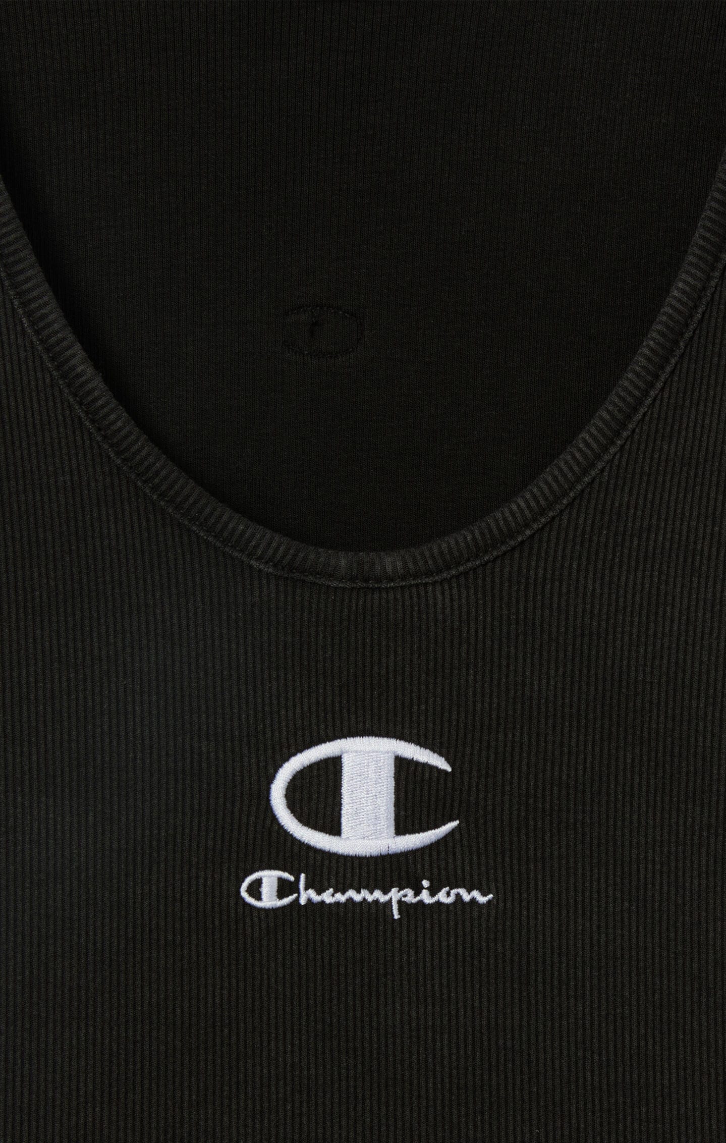 Tanktop CHAMPION "ICONS WASH Crop Tank", Damen, Gr. L (42/44), schwarz (nbk), Obermaterial: 58% Baumwolle, 39% Polyester, 3% sonstige Fasern, Tops Tanktop, mit Stone Acid Wash-Effekt, in Skinny-Passform