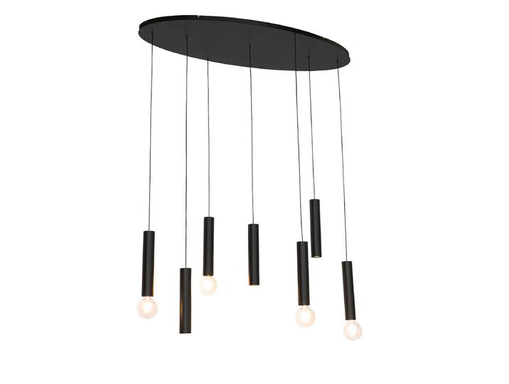 Suspension design ovale noire 7 lumières - Tuba
