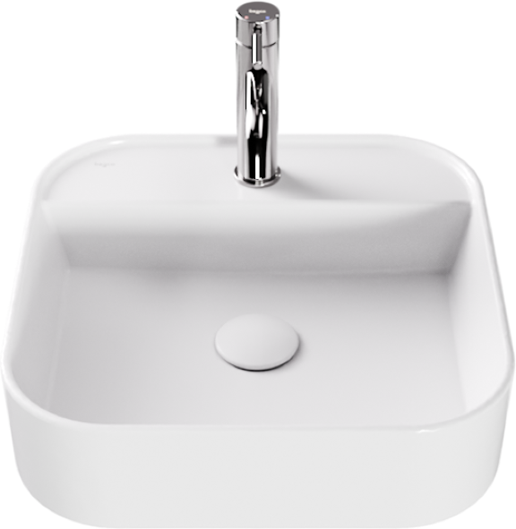 Besco Assos Cera-Line White umywalka nablatowa biała 40 cm biały połysk UNC-40-ASB