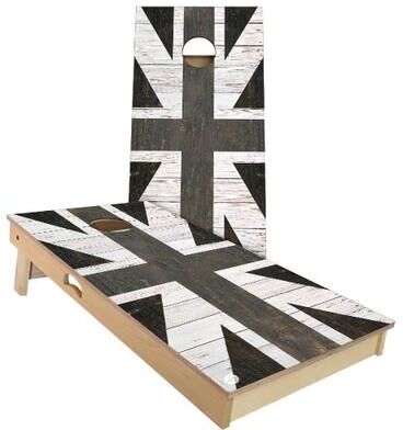 Skip's Garage Union Jack Rustic Outdoor Cornhole Board Set