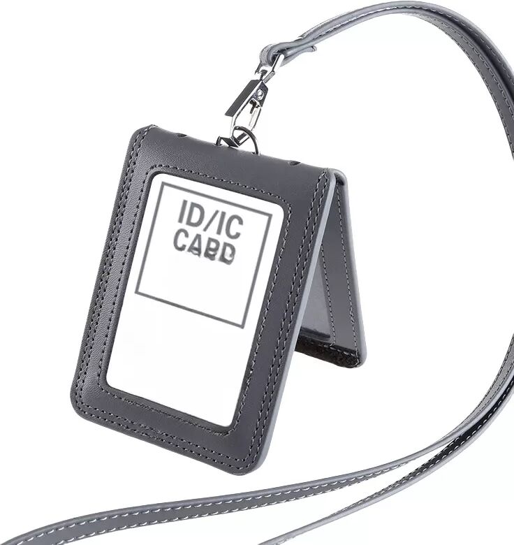 INF Porte-carte d'identité en cuir véritable Gris